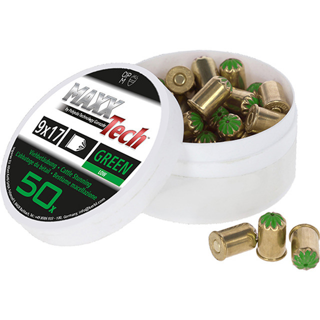 Kartuschen, Kleinvieh, 50 Stück 9 mm, grün