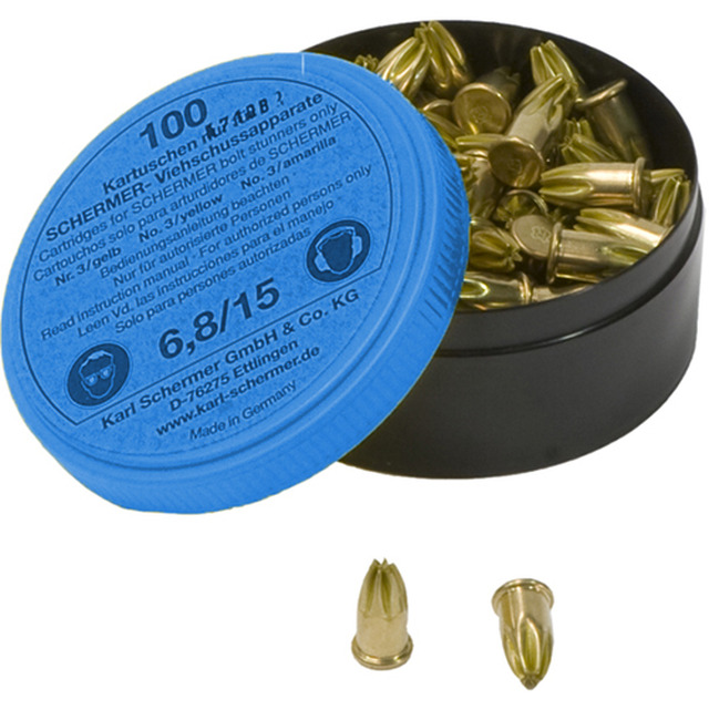 Kartuschen, Mittelvieh, 100 Stück 6.8 mm, blau