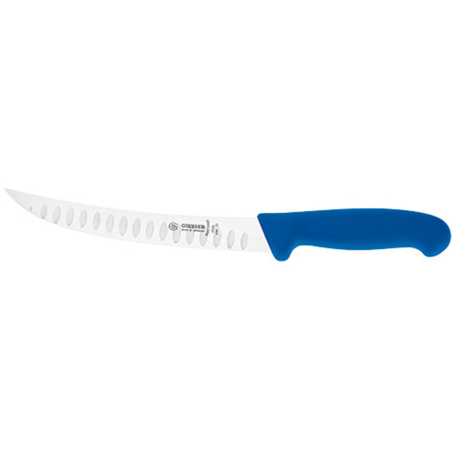 Couteau à découenner manche en plastique 22 cm, relevé, alvéole