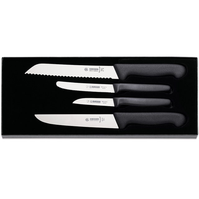 Set pour la cuisine noir avec 3 couteaux