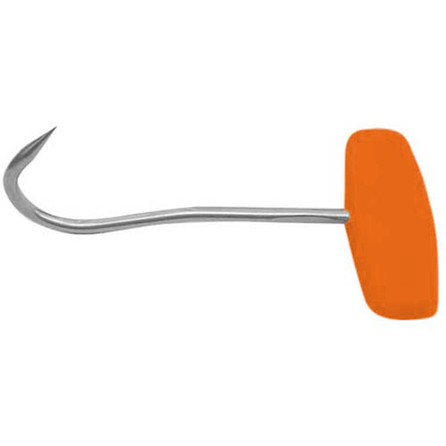 Hand- oder Ziehhaken Kunststoffgriff orange, inox
