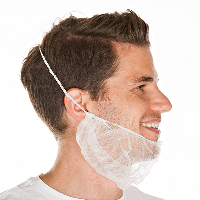 Einweg Bartschutz, 100 Stk. PP Vlies, mit Gummizug, weiss 20x46cm