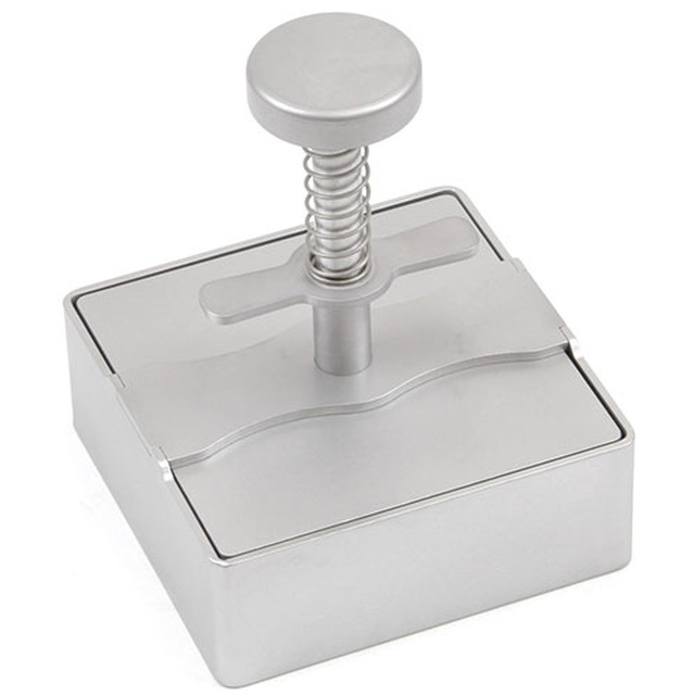 Hamburgerpresse, aus Edelstahl 9 x 9 cm, quadratisch