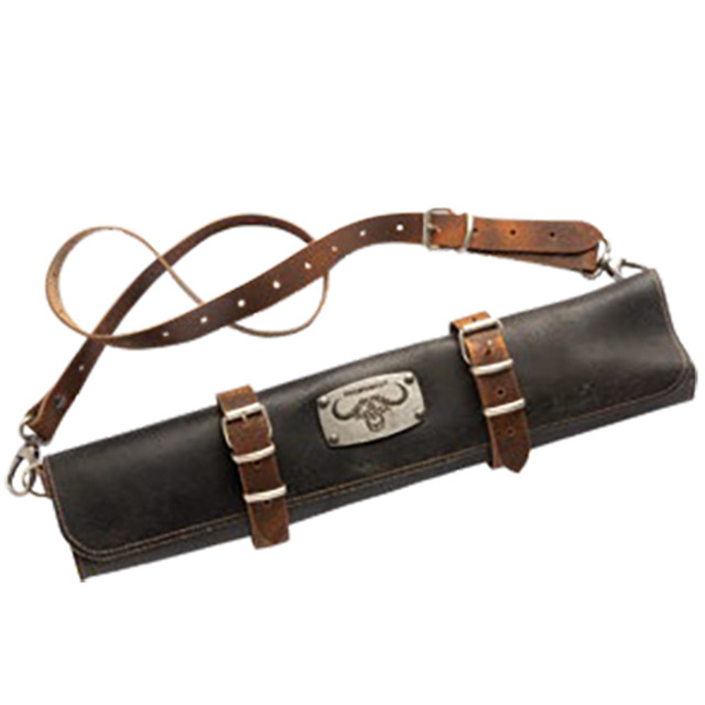 Premium Cut Messertasche für 5 Messer, leer, schwarzes Leder